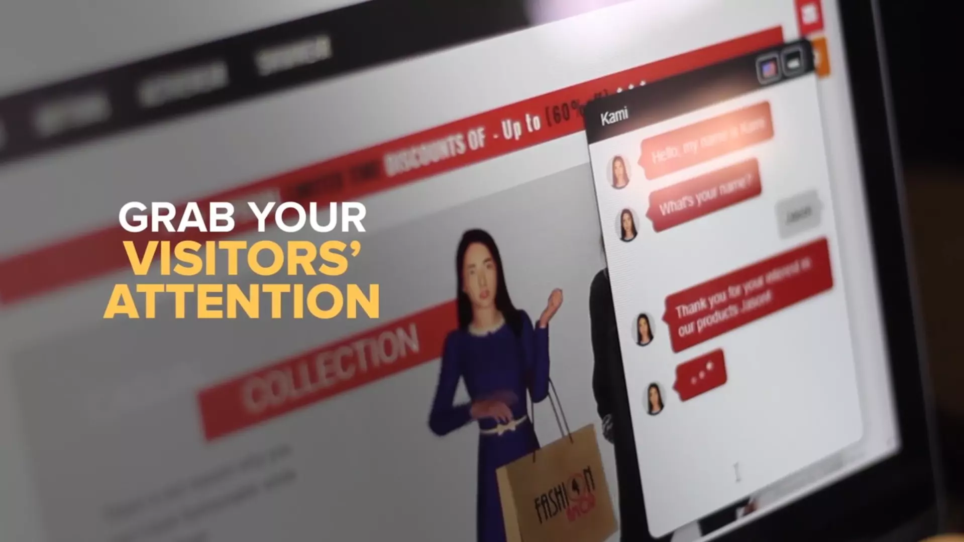 Captivate your visitors attention with Interactive Video Avatars & Live Chat Powered by Artificial Intelligence.